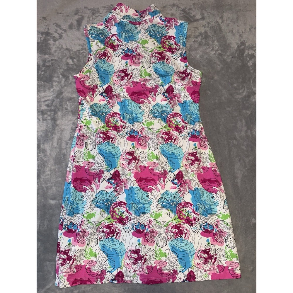 IBKUL Paddy Hot Multicolor Golf Dress Sleeveless Mock Neck Pickleball UPF Sz M - Picture 5 of 10
